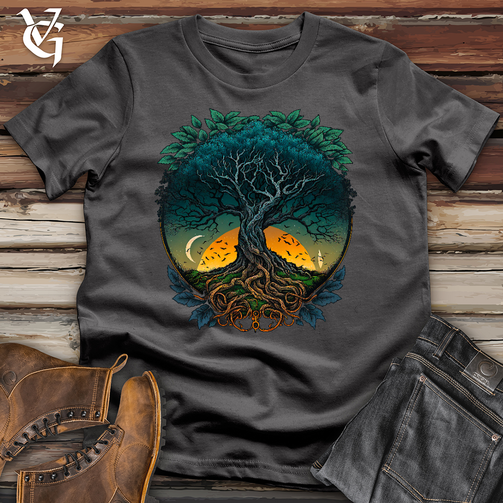 Viking Goods Sunset Yggdrasil Tree Softstyle Tee Charcoal / L