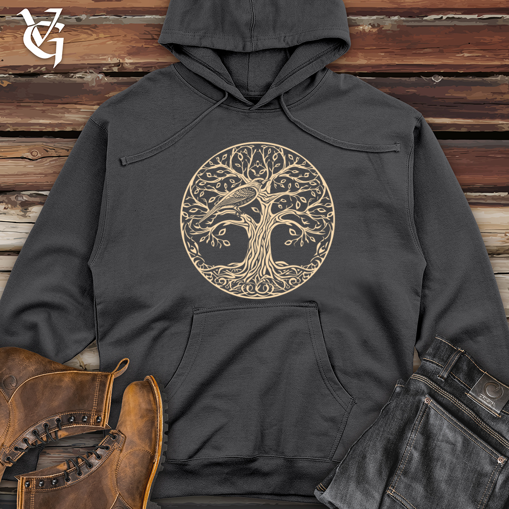 Viking Goods Tree of Life Songbird Midweight Hooded Sweatshirt Charcoal / L