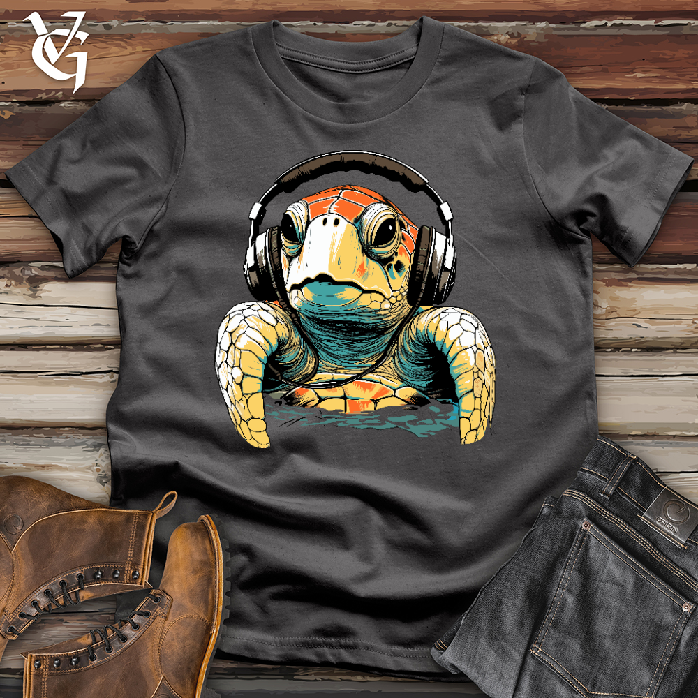 Viking Goods Turtle With Headphone Softstyle Tee Charcoal / L