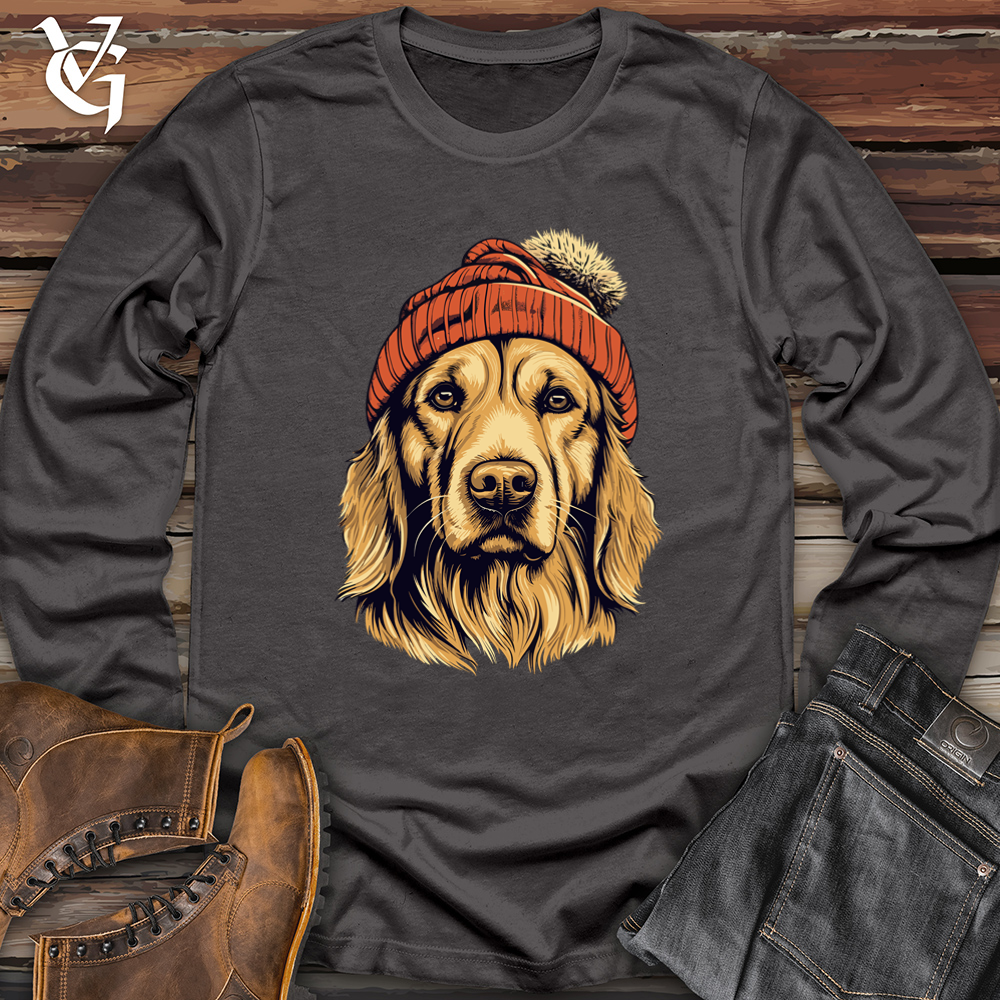 Viking Goods Vintage Beanie Golden Retriever Softstyle Long Sleeve Charcoal / L