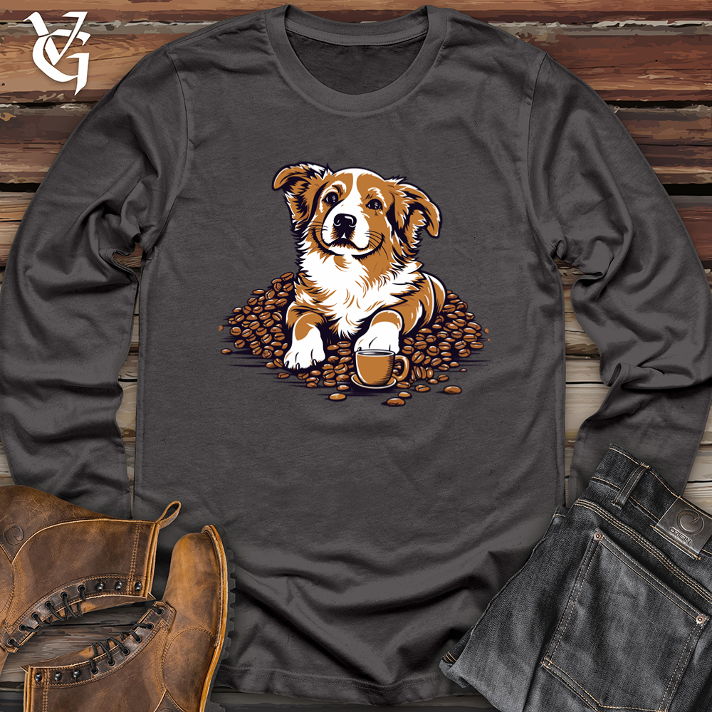 Viking Goods Vintage Coffee Corgi Softstyle Long Sleeve Charcoal / L