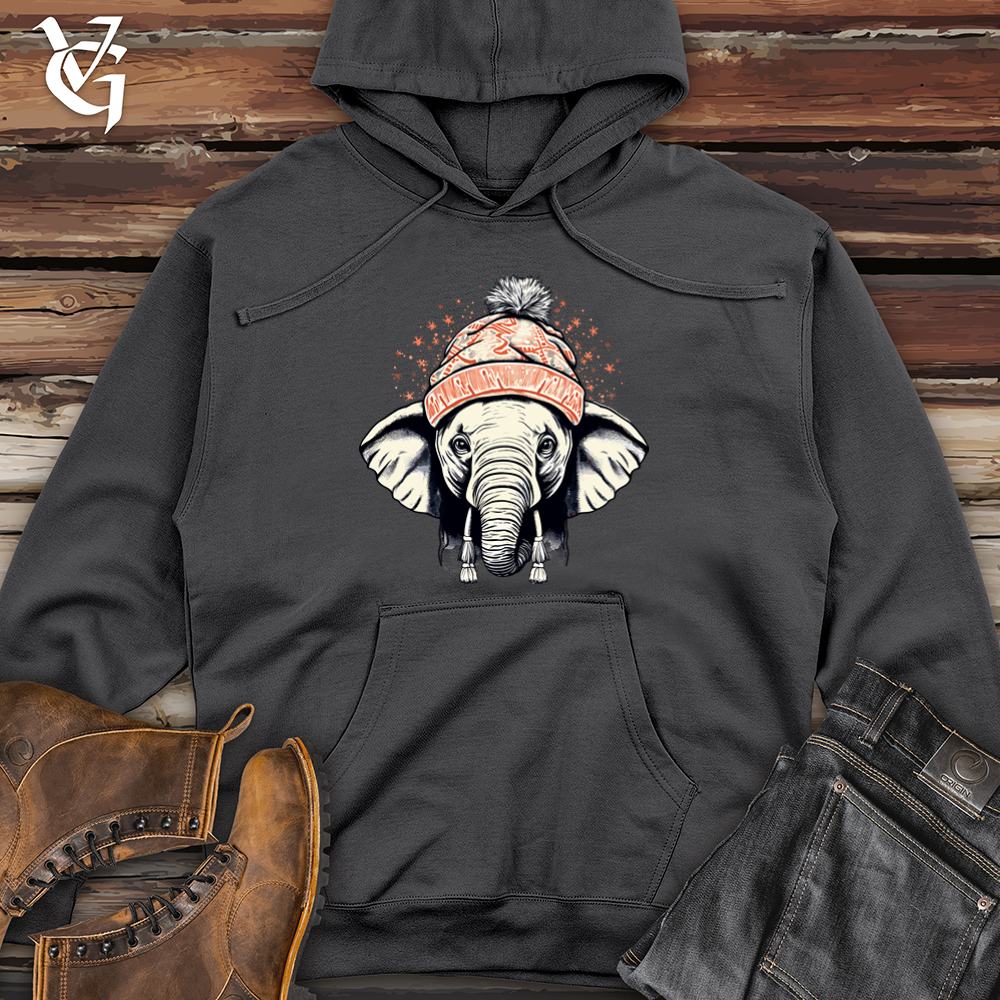 Viking Goods Vintage Pompom Snow Hat Elephant Midweight Hooded Sweatshirt Charcoal / L