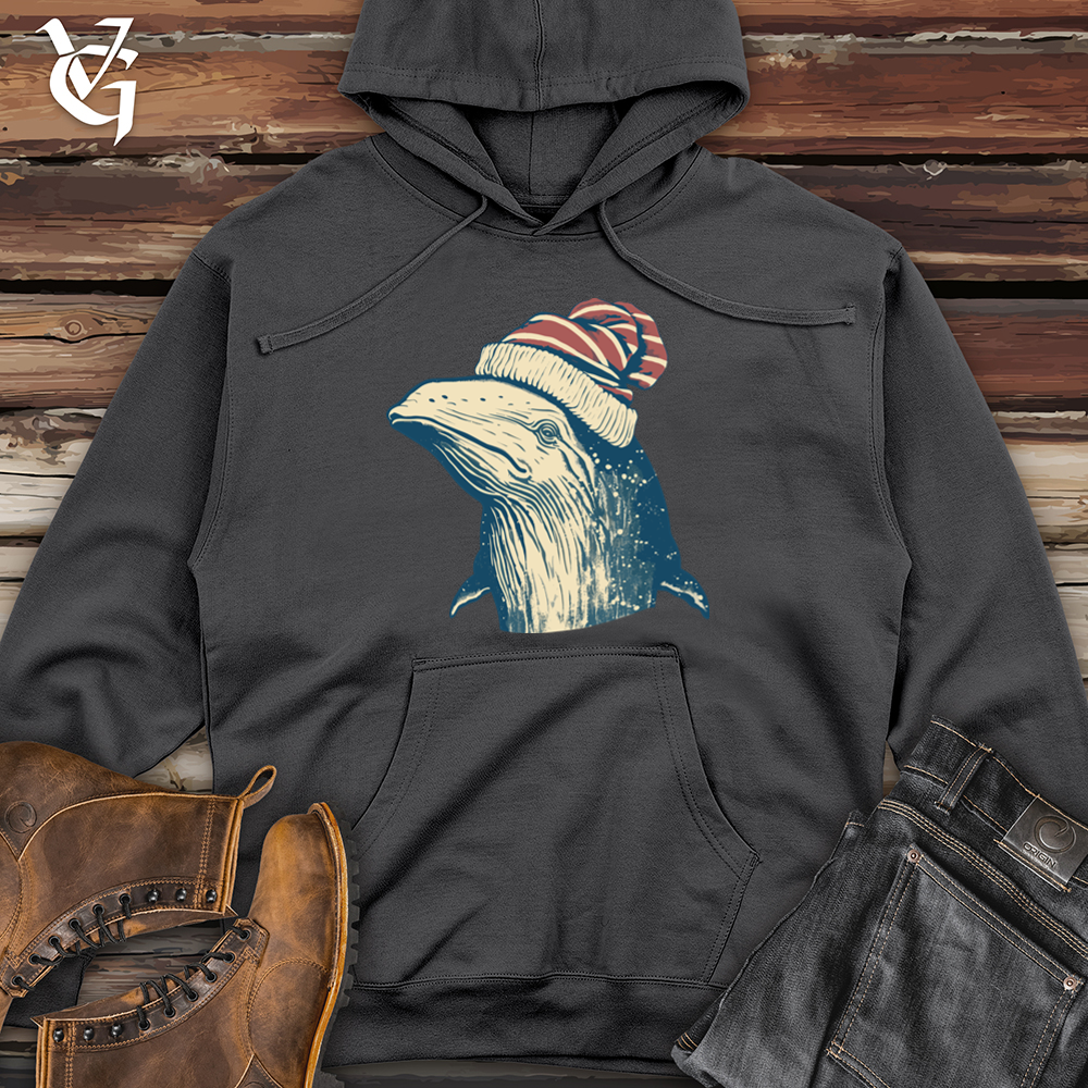 Viking Goods Vintage Pompom Snow Hat Whale Midweight Hooded Sweatshirt Charcoal / L