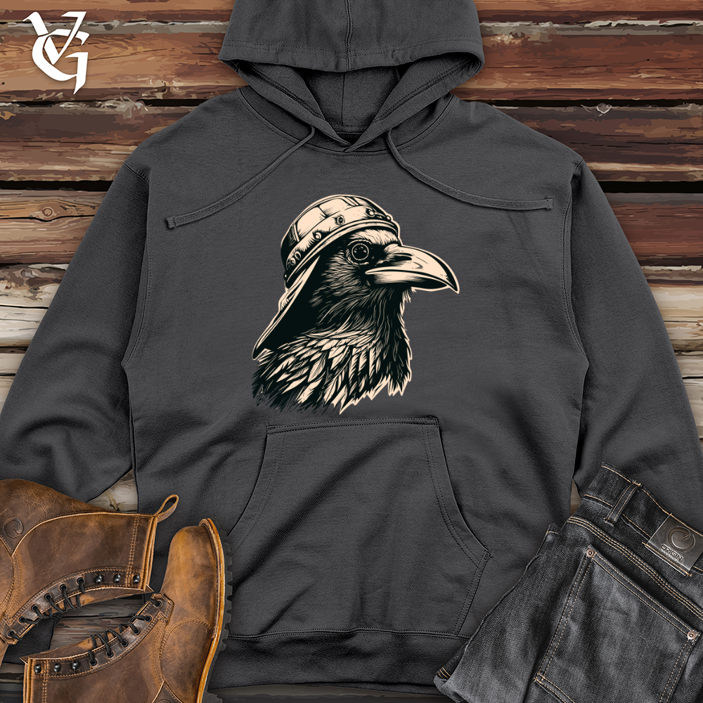 Viking Goods Vintage Raven Snapback Midweight Hooded Sweatshirt Charcoal / L