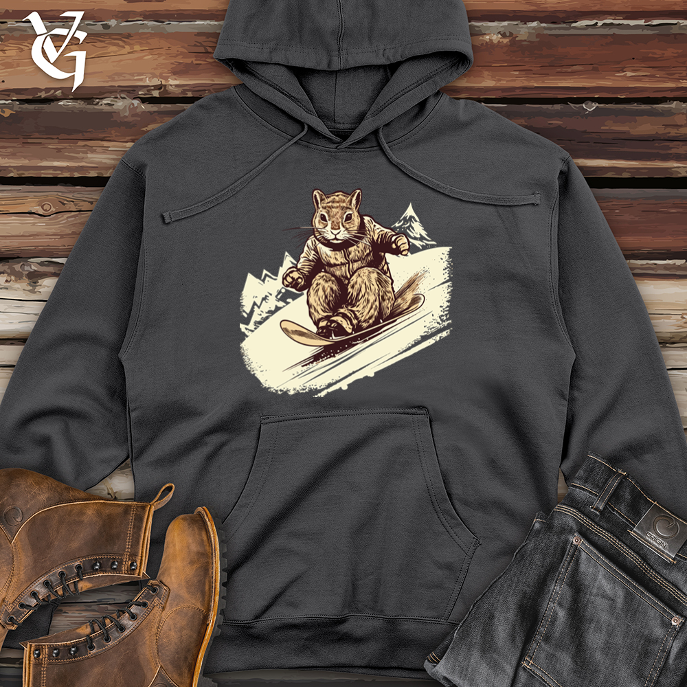 Viking Goods Vintage Sledding Squirrel Midweight Hooded Sweatshirt Charcoal / L