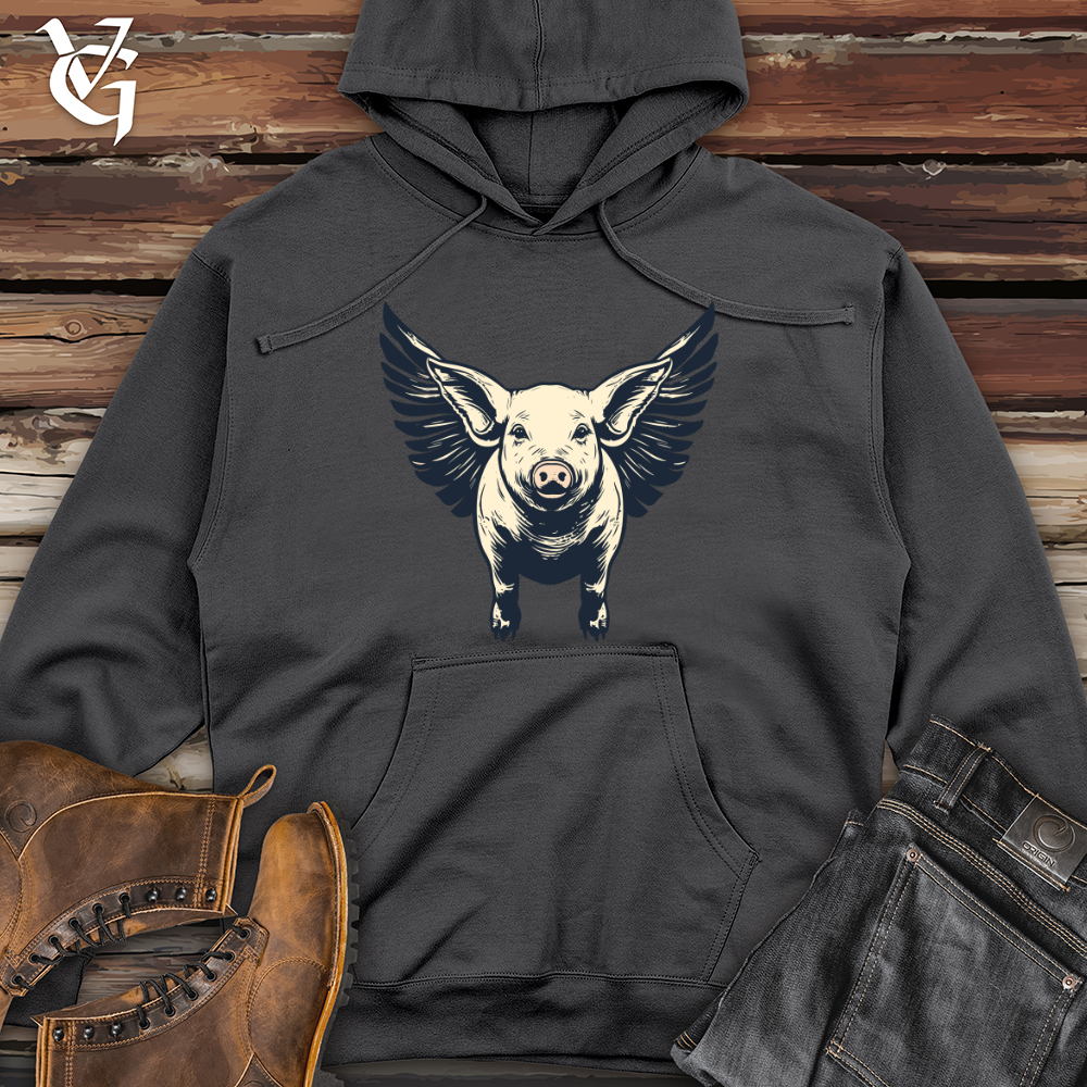 Viking Goods Vintage Winged Swine Midweight Hooded Sweatshirt Charcoal / L