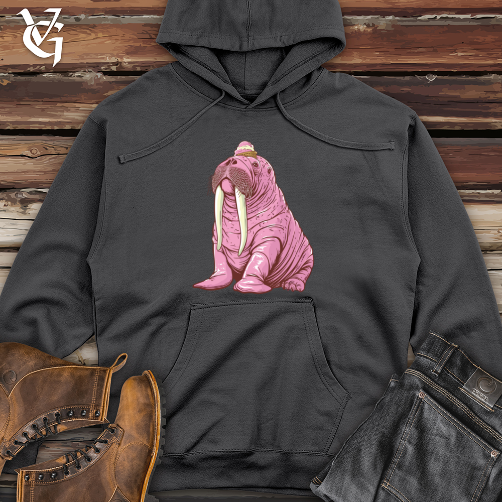 Viking Goods Walrus Ice Cream Delight Midweight Hooded Sweatshirt Charcoal / L