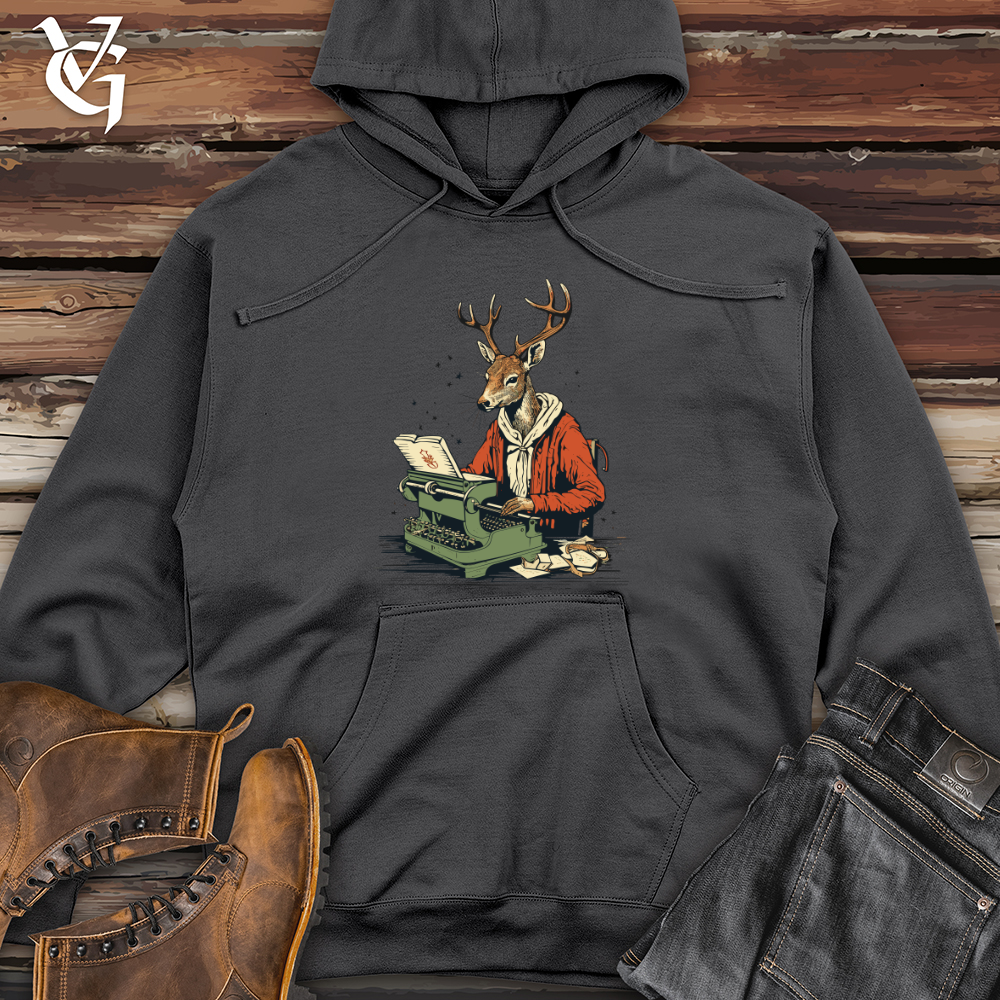 Viking Goods Whimsical Woodland Writer Midweight Hooded Sweatshirt Charcoal / L