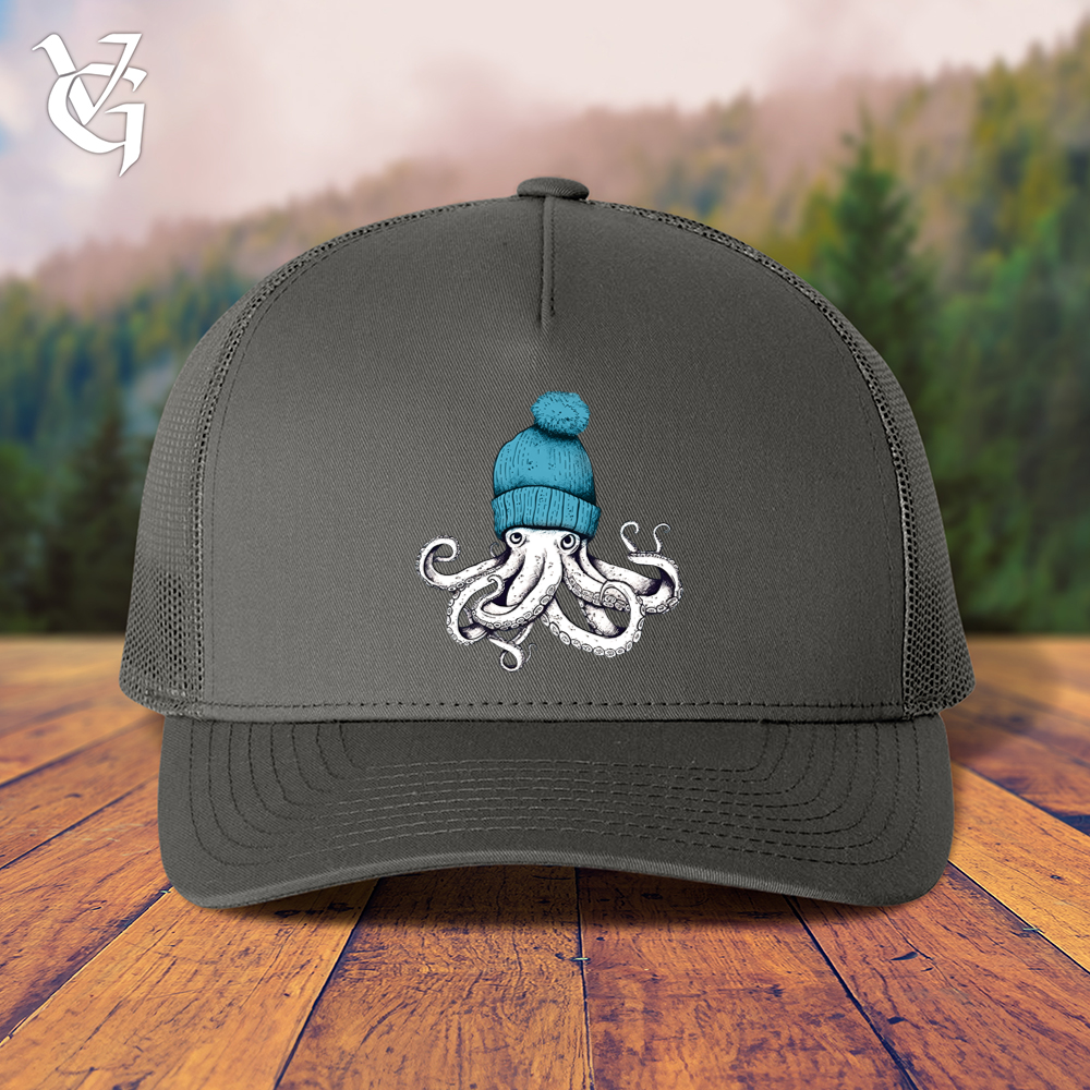 Viking Goods Octopus Wearing Beanie Trucker Cap Charcoal