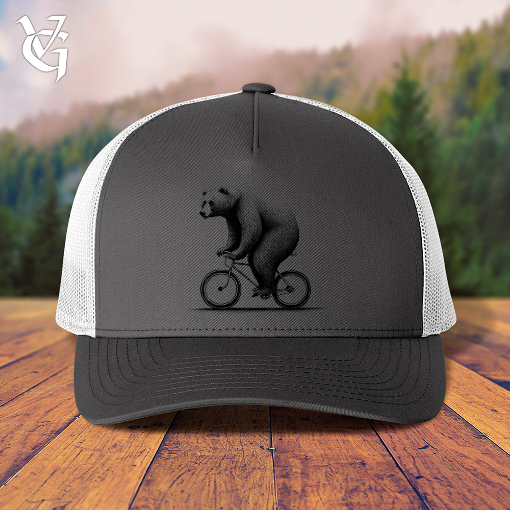 Viking Goods Bear Riding Bike Trucker Cap Charcoal/ White