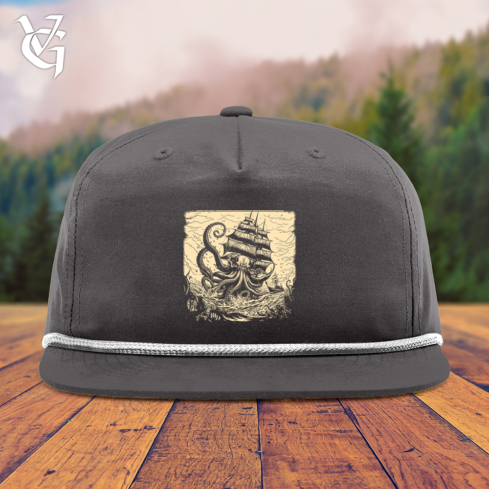 Viking Goods Kraken At Sea Snapback Cap Charcoal/ White