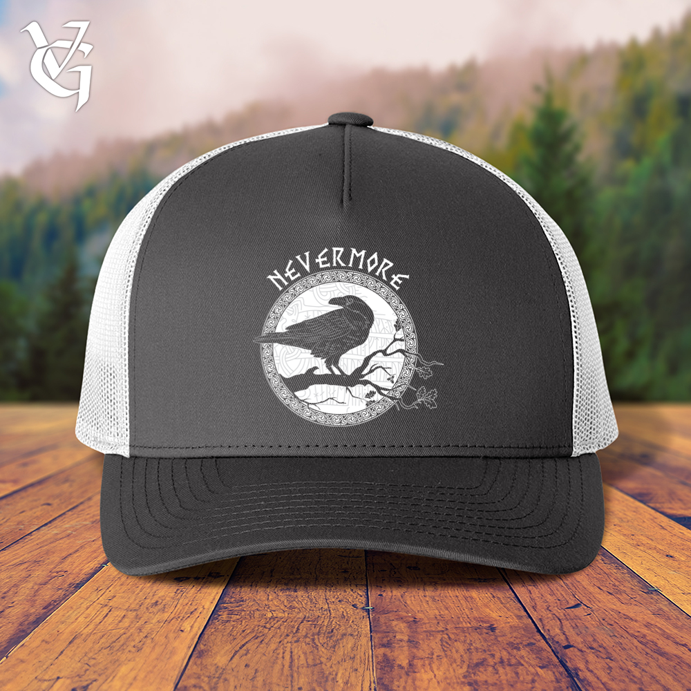 Viking Goods Nevermore White Winter Raven Trucker Cap Charcoal/ White