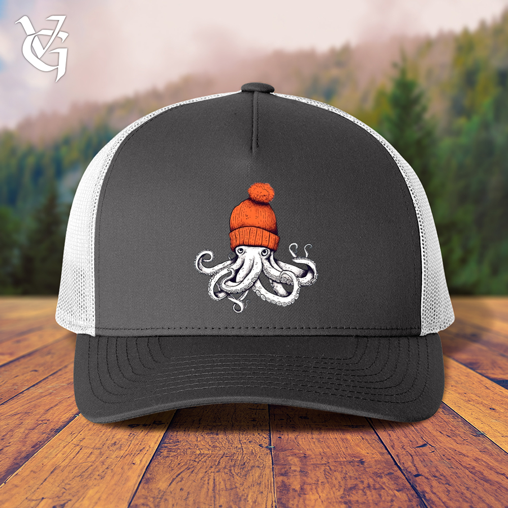 Viking Goods Octopus Orange Beanie Trucker Cap Charcoal/ White
