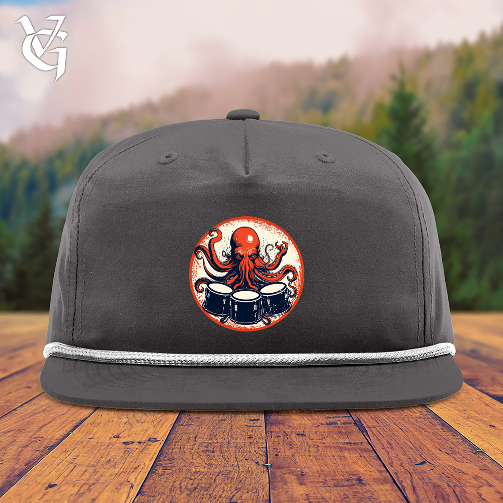 Viking Goods Octopus Playing Drums Snapback Cap Charcoal/ White
