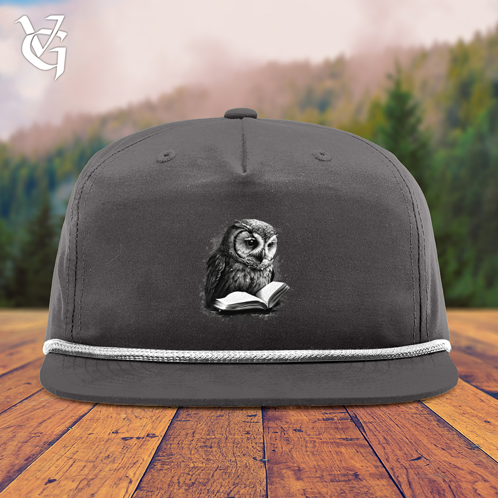 Viking Goods Owl Reading Book Snapback Cap Charcoal/ White