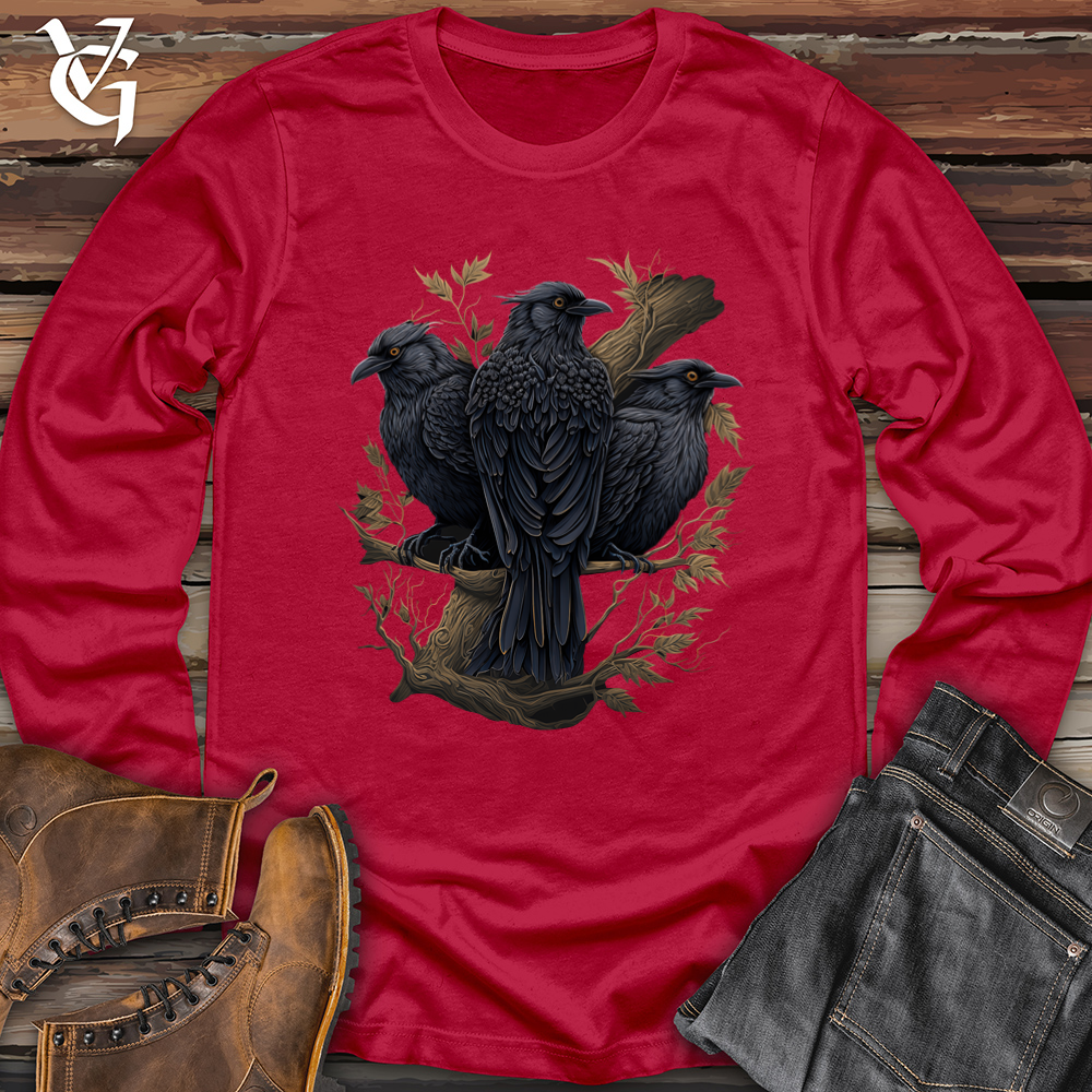 Viking Goods 3 Ravens Softstyle Long Sleeve White / L