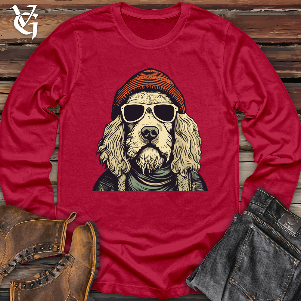 Viking Goods Beanie Rocking Doodle Dog Softstyle Long Sleeve Cherry Red / L