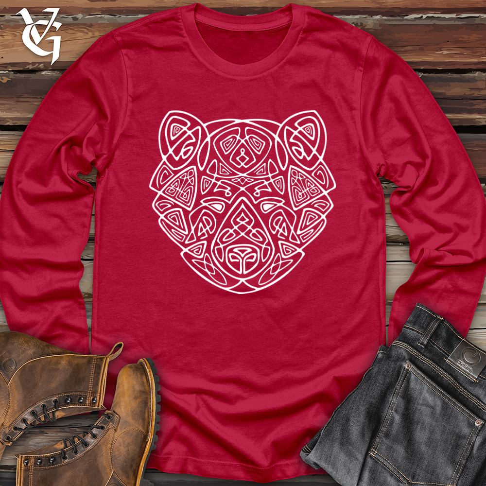 Viking Goods Bear Head Celtic Style Softstyle Long Sleeve Cherry Red / L