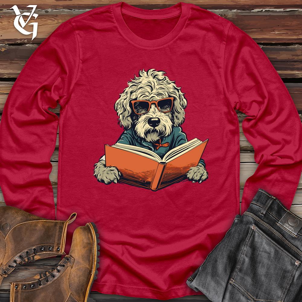 Viking Goods Bookworm Doodle Dog Read Softstyle Long Sleeve Cherry Red / L
