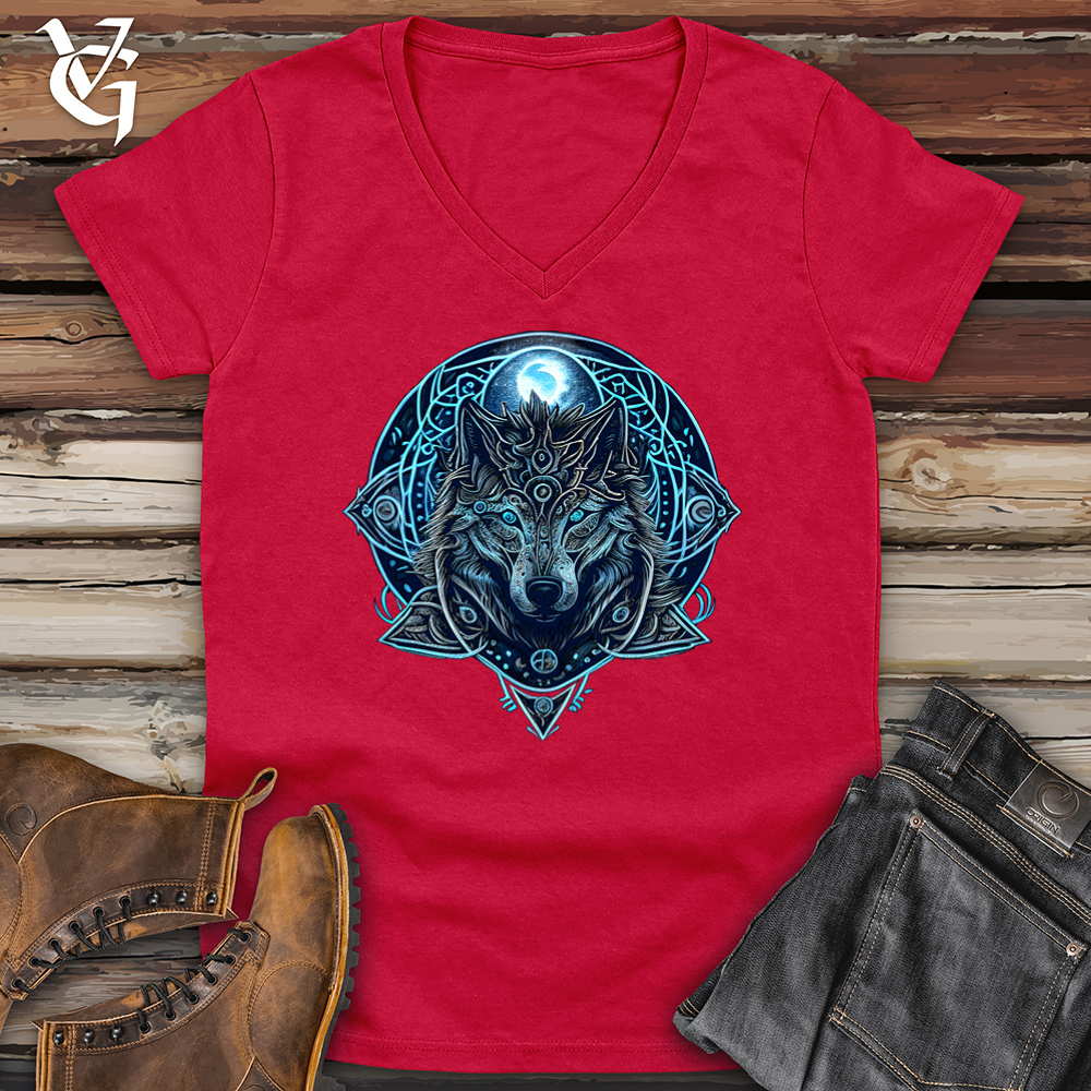 Viking Goods Celtic Fenrir Wolf Softstyle V-Neck Cherry Red / L