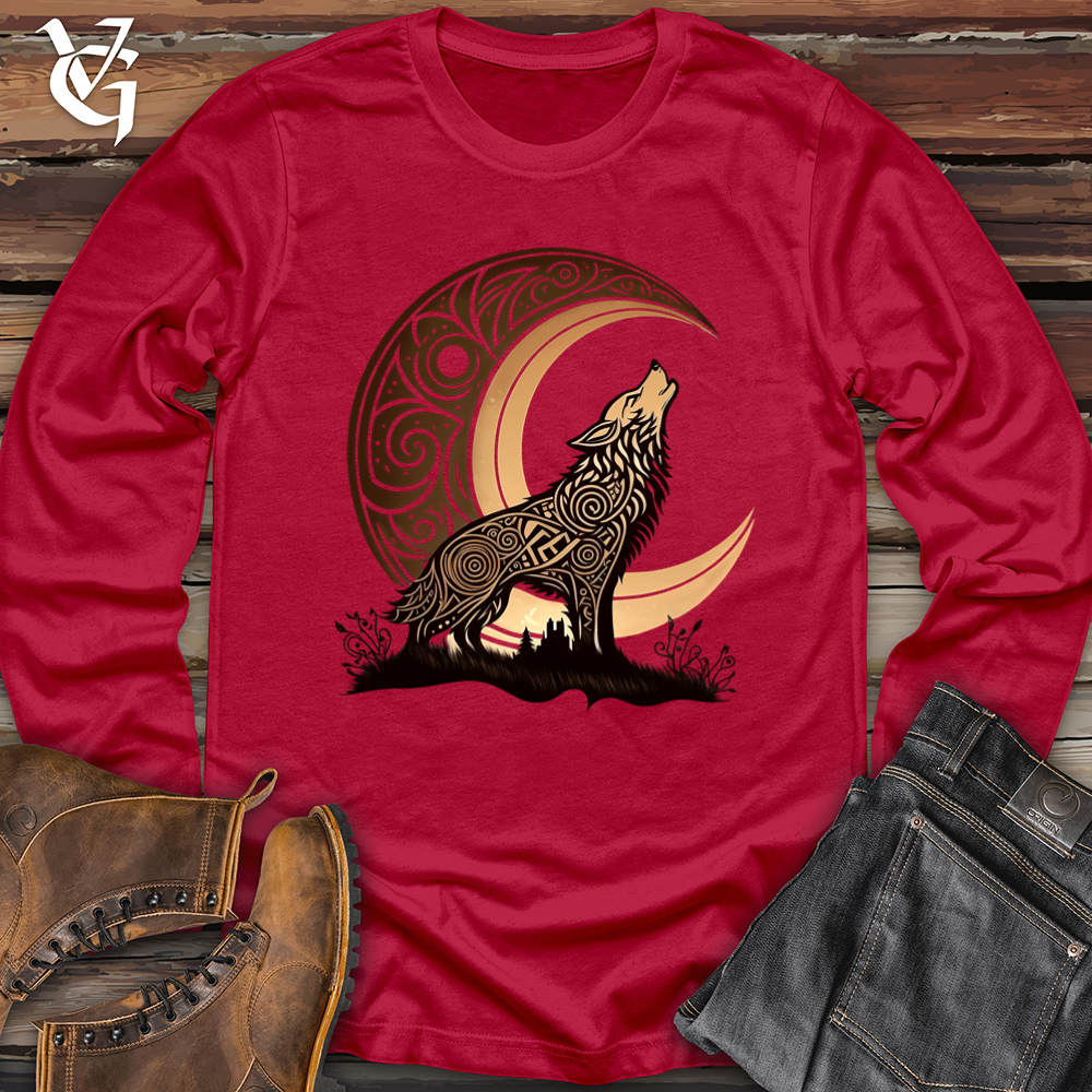 Viking Goods Celtic Wolf Softstyle Long Sleeve Cherry Red / L