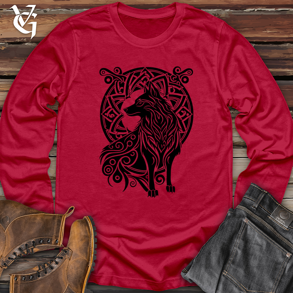 Viking Goods Celtic Wolf Softstyle Long Sleeve Cherry Red / L