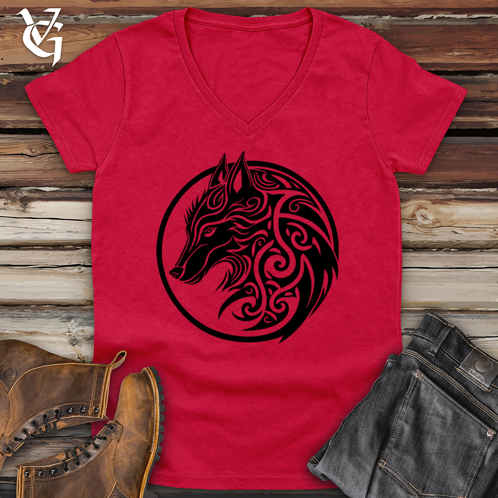 Viking Goods Celtic Wolf Softstyle V-Neck Cherry Red / L