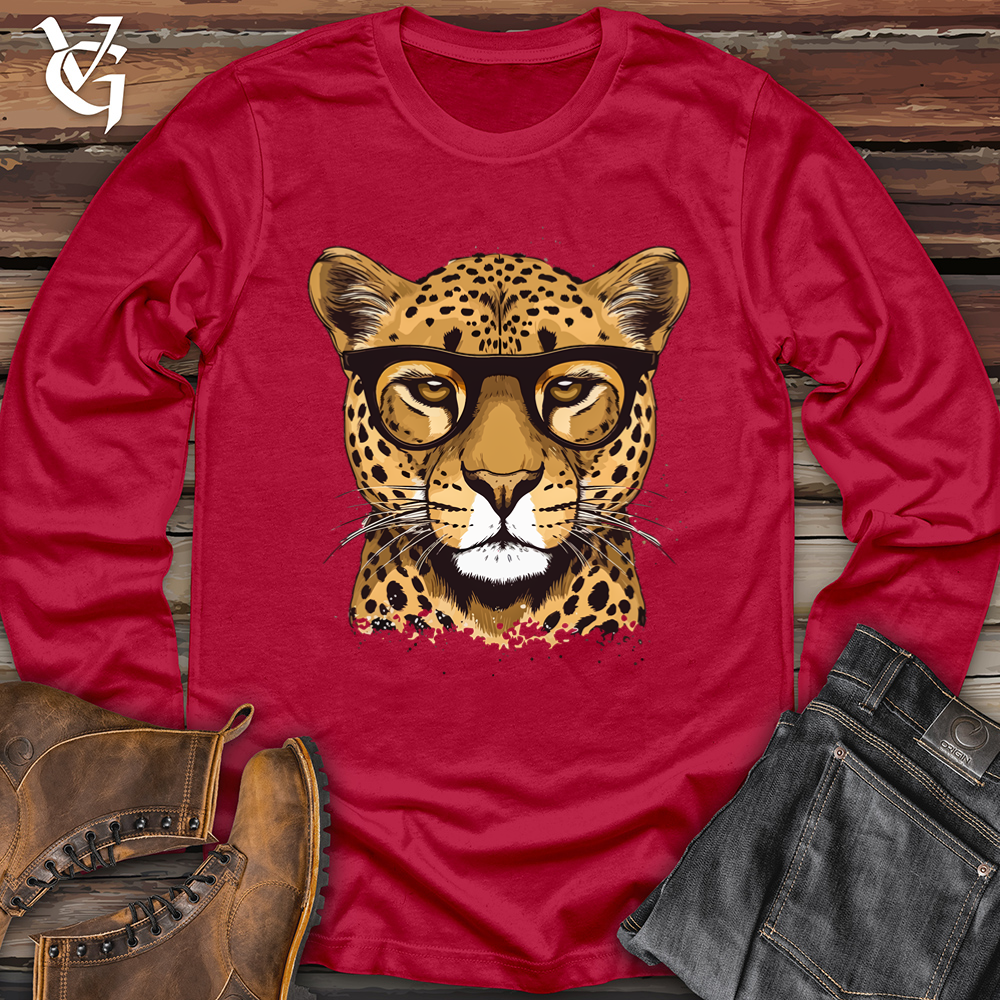 Viking Goods Cheetah Eyeglass Softstyle Long Sleeve Cherry Red / L