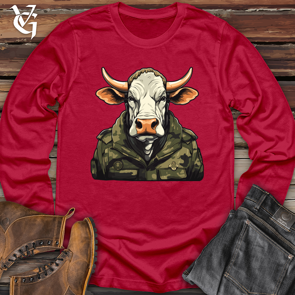 Viking Goods Cow Camo Army Combat Brigade Softstyle Long Sleeve Cherry Red / L