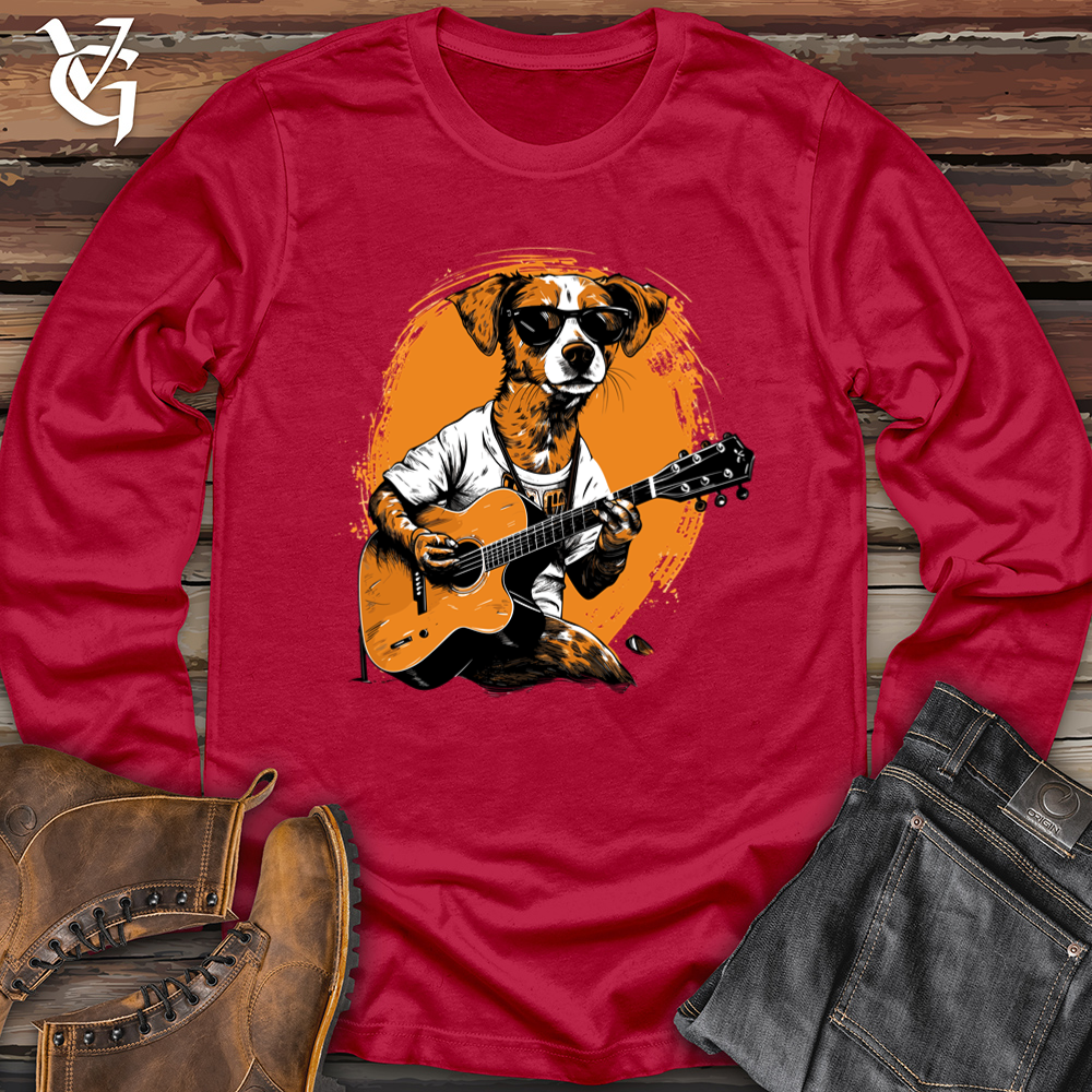 Viking Goods Dog Guitarist Softstyle Long Sleeve Cherry Red / L