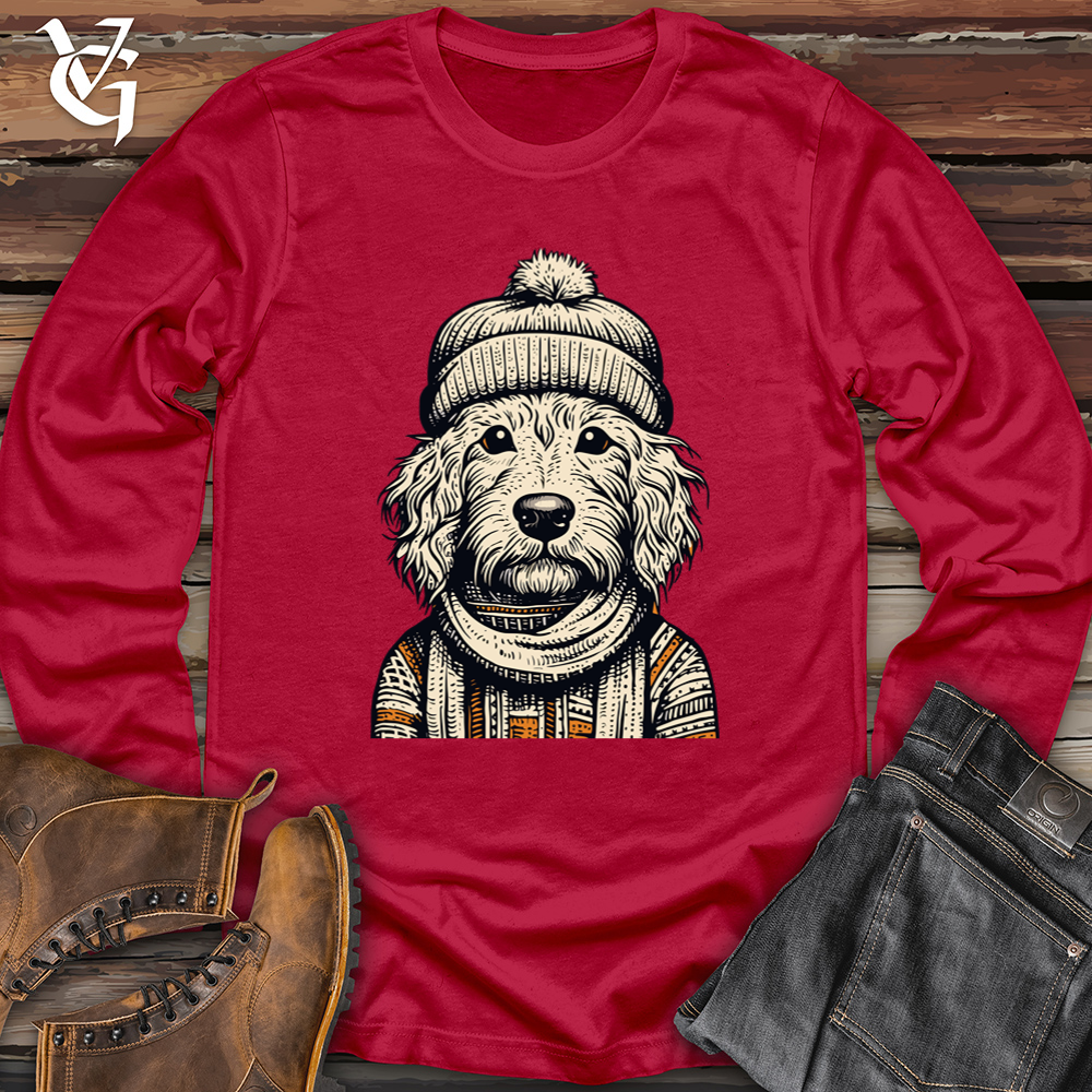 Viking Goods Doodle Dog Beanie Cozy Softstyle Long Sleeve Cherry Red / L