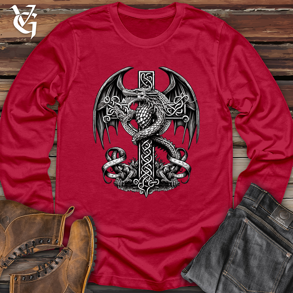 Viking Goods Dragon Protector Softstyle Long Sleeve Cherry Red / L