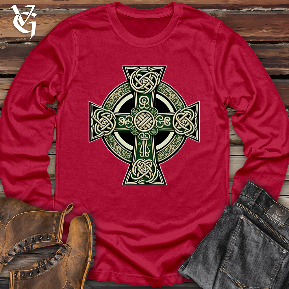 Viking Goods Knotted Celtic Crosses Softstyle Long Sleeve Cherry Red / L