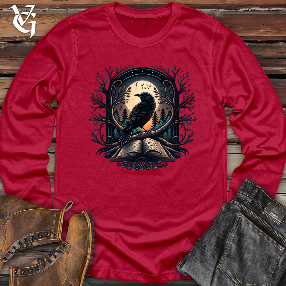 Viking Goods Raven Book Keeper Softstyle Long Sleeve Cherry Red / L