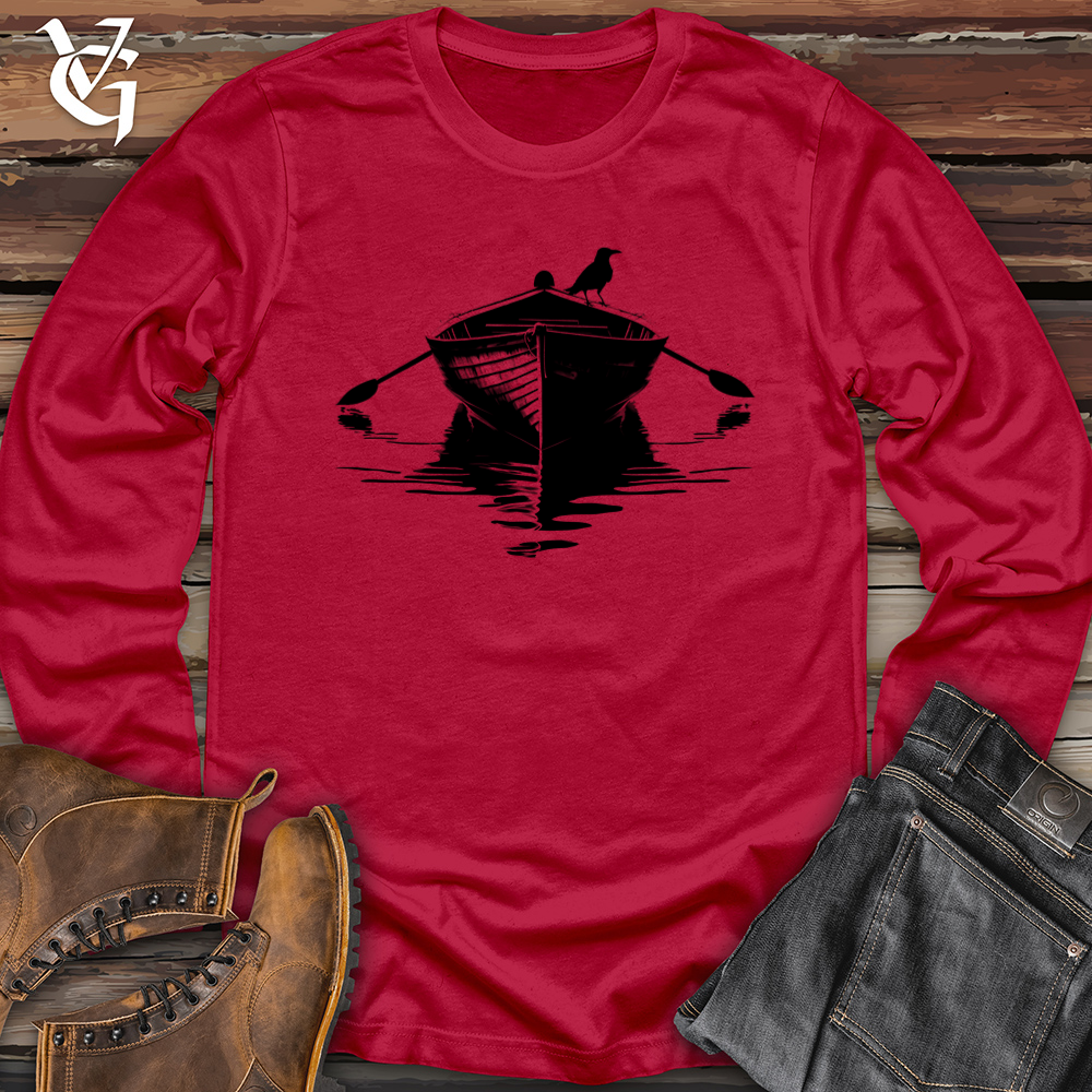 Viking Goods Raven Row Boat Softstyle Long Sleeve Cherry Red / L