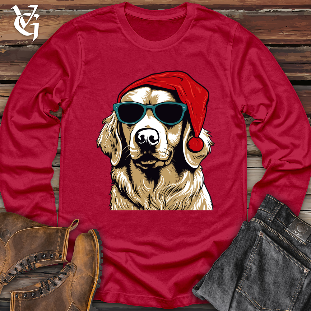 Viking Goods Santa Paws Golden Retriever Softstyle Long Sleeve Cherry Red / L