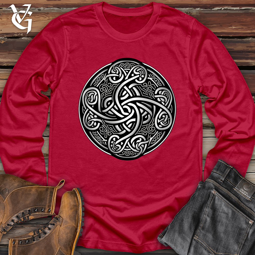 Viking Goods Silver Celtic Knot Softstyle Long Sleeve Cherry Red / L