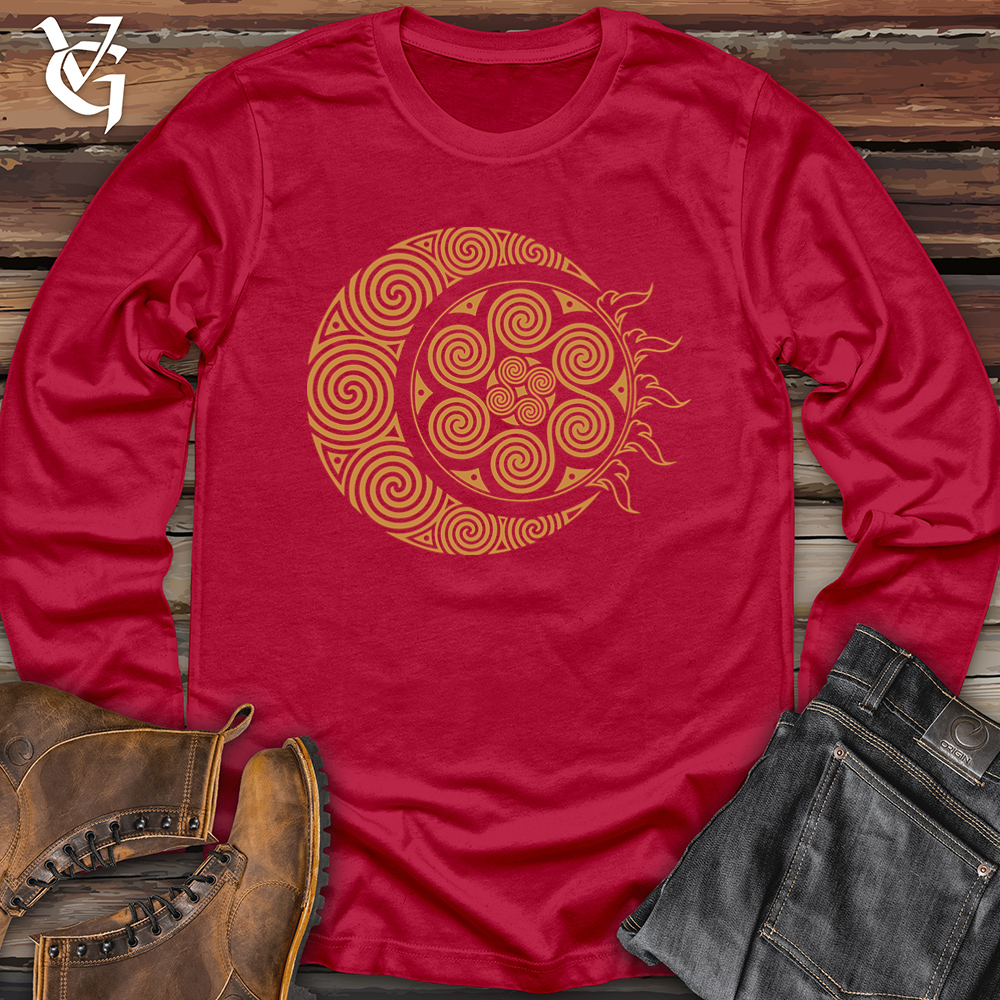 Viking Goods Spiral Celtic Moon 01 Softstyle Long Sleeve Cherry Red / L