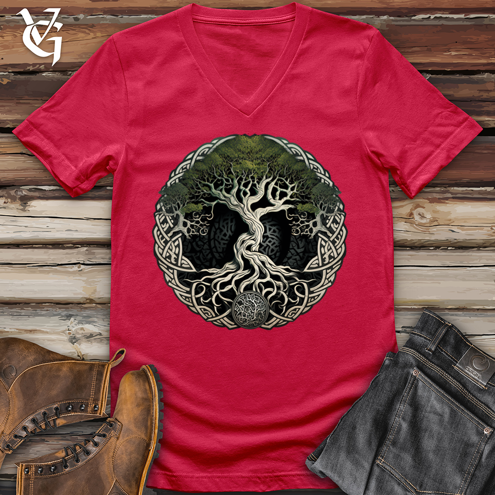 Viking Goods Tree of Life Viking V-Neck Cherry Red / L