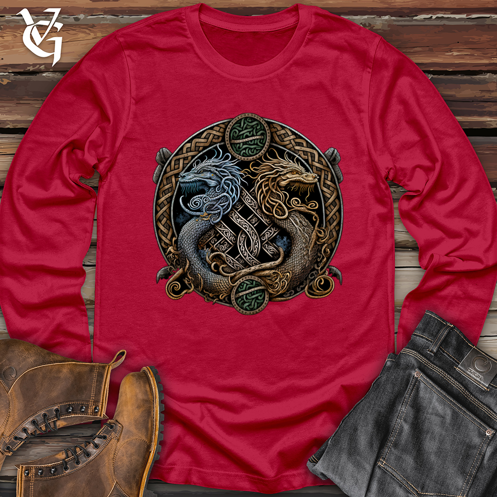 Viking Goods Two Dragons Softstyle Long Sleeve Cherry Red / L