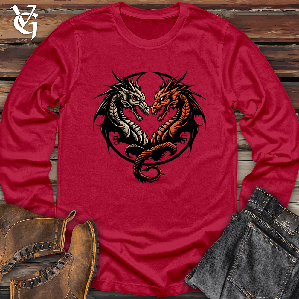 Viking Goods Two Faced Dragon Softstyle Long Sleeve Cherry Red / L