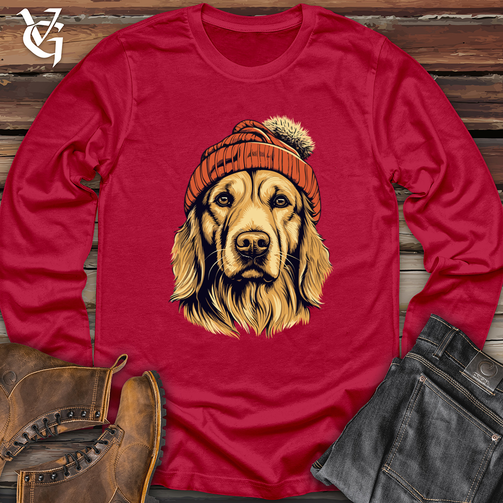 Viking Goods Vintage Beanie Golden Retriever Softstyle Long Sleeve Cherry Red / L