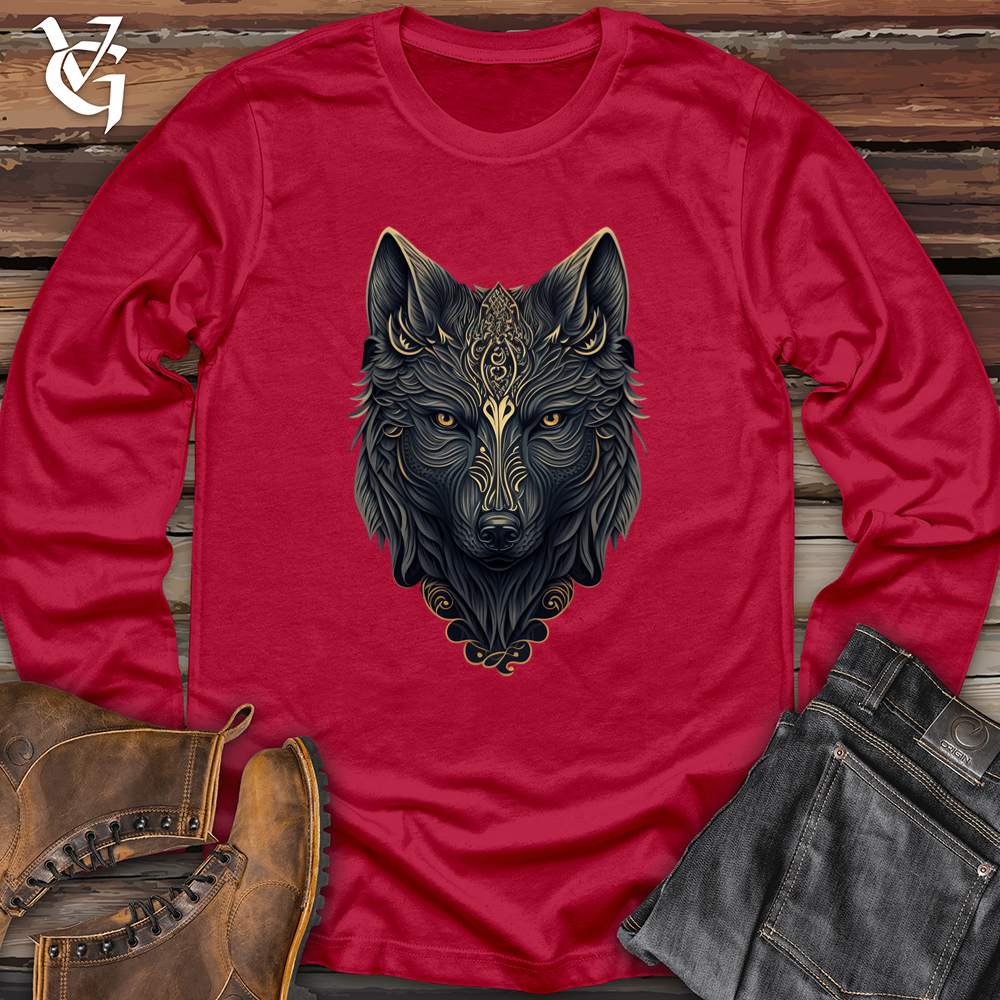 Viking Goods Wolf Head Softstyle Long Sleeve Cherry Red / L