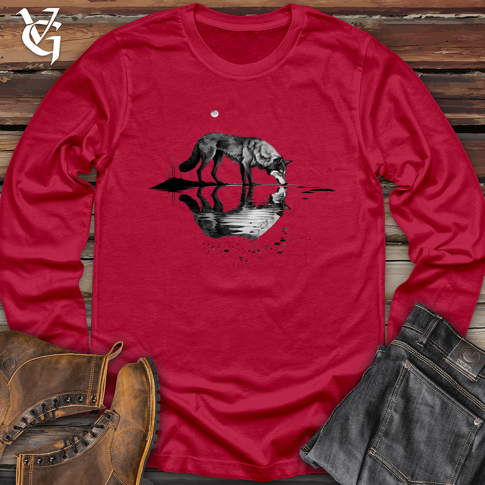 Viking Goods Wolf Reflection Softstyle Long Sleeve Cherry Red / L