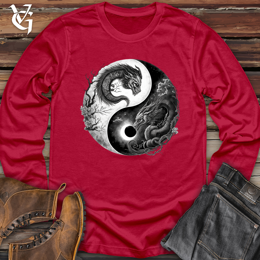 Viking Goods Yin Yang Dragons Softstyle Long Sleeve Cherry Red / L
