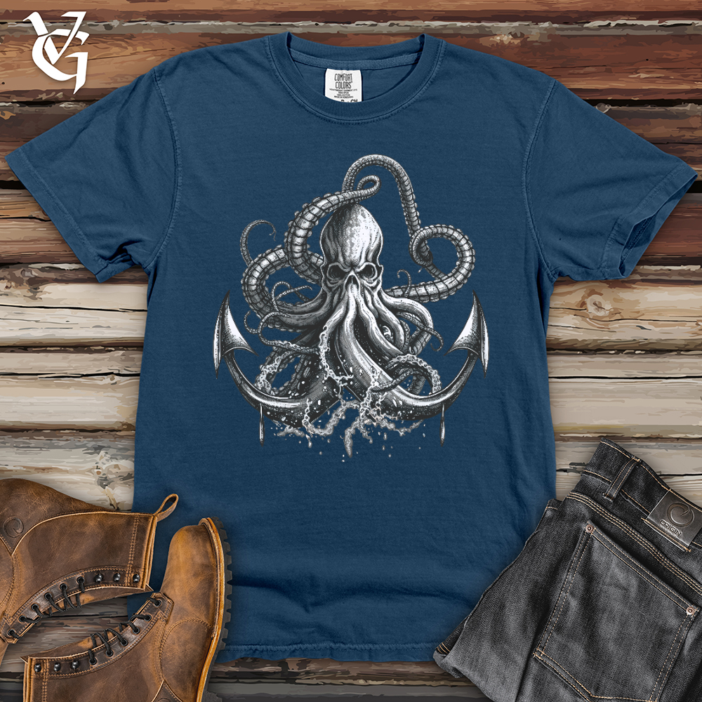 Viking Goods Anchored Octopus Heavy Cotton Comfort Colors Tee China Blue / L