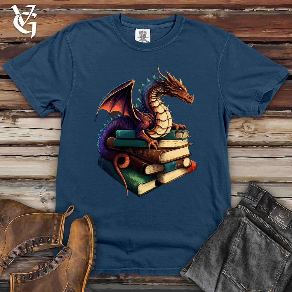 Viking Goods Dragon Book Hoarder Heavy Cotton Comfort Colors Tee China Blue / L