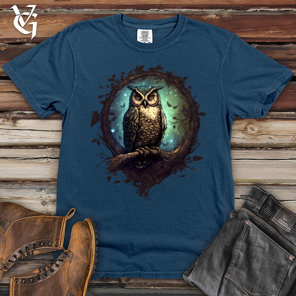 Viking Goods Owl Cosmic Dust Heavy Cotton Comfort Colors Tee China Blue / L