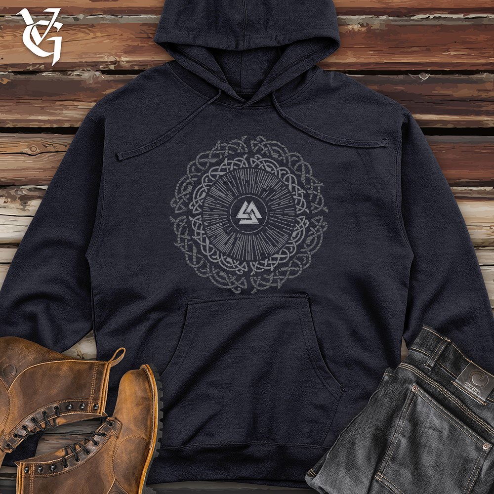 Viking Goods Ancient Round Celtic Midweight Hooded Sweatshirt Classic Navy Heather / L
