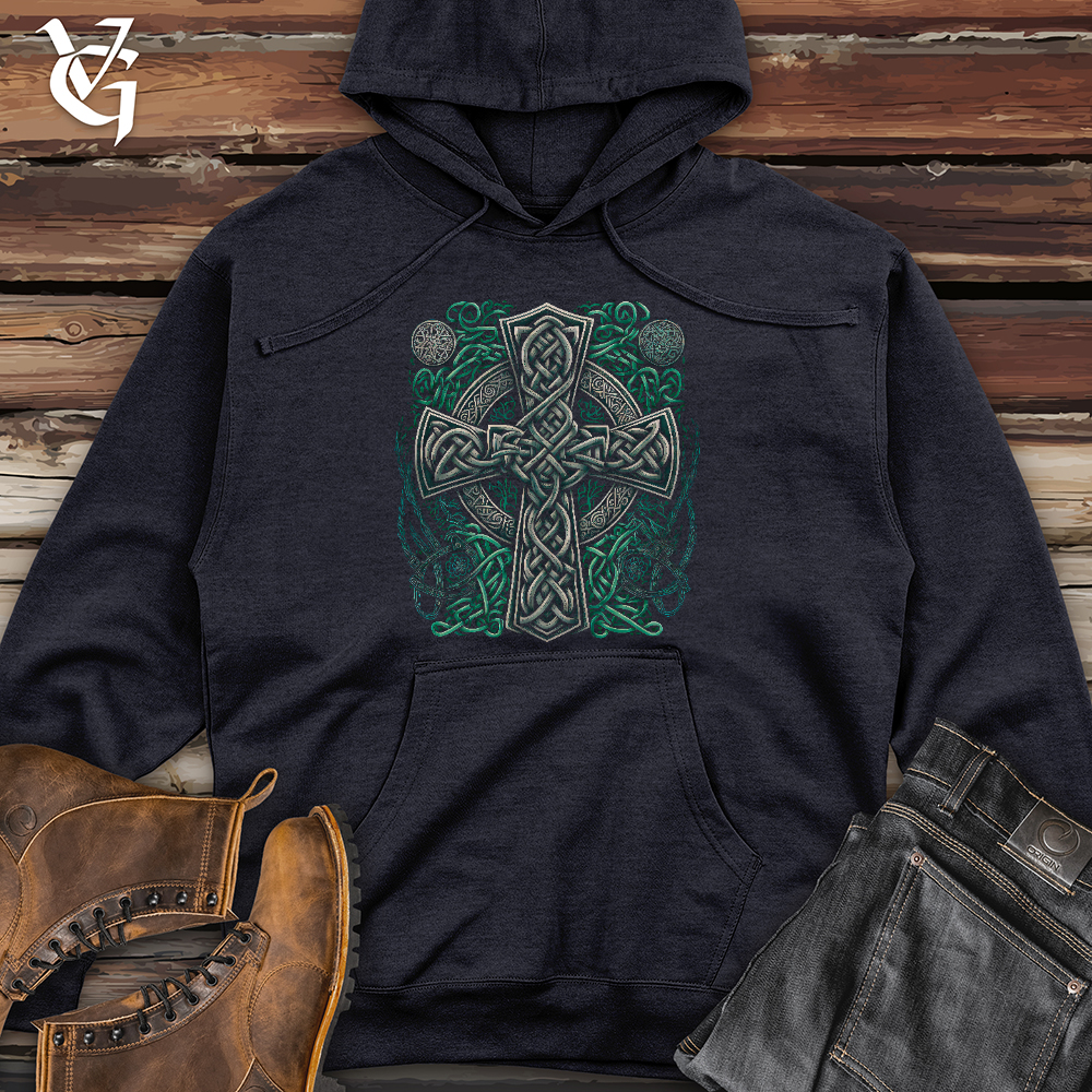 Viking Goods Celtic Crosses Midweight Hooded Sweatshirt Classic Navy Heather / L